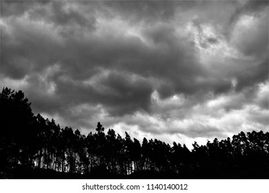 Tribute To Ansel Adams,artistic Black And White Photography Off The Sky Of Galicia During The Storm Explosive Cyclogenesis Klaus,