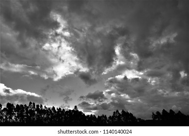 Tribute To Ansel Adams,artistic Black And White Photography Off The Sky Of Galicia During The Storm Explosive Cyclogenesis Klaus,