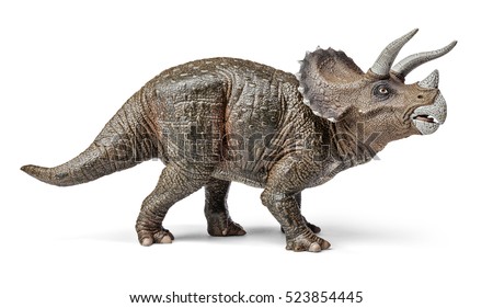 Triceratops dinosaurs toy isolated on white background with clipping path.