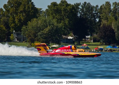 TRI-CITIES, WA - JULY 28: Jimmy Shane Driving The U-5 Graham Trucking At The Lamb Weston Columbia Cup Hydroplane Racel On July 28, 2012 On The Columbia River In Tri-Cities, WA.