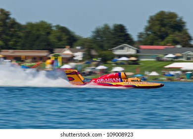 TRI-CITIES, WA - JULY 28: Jimmy Shane Driving The U-5 Graham Trucking At The Lamb Weston Columbia Cup Hydroplane Racel On July 28, 2012 On The Columbia River In Tri-Cities, WA.