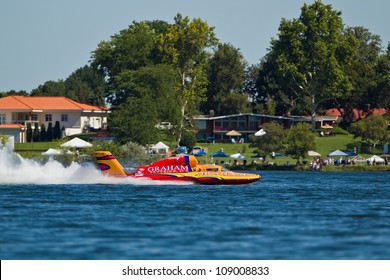 TRI-CITIES, WA - JULY 29: Jimmy Shane, Driving The U-5 Graham Trucking, Wins The Lamb Weston Columbia Cup Hydroplane Final On July 29, 2012 On The Columbia River In Tri-Cities, WA.