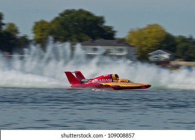 TRI-CITIES, WA - JULY 29: Jimmy Shane, Driving The U-5 Graham Trucking, Wins The Lamb Weston Columbia Cup Hydroplane Final On July 29, 2012 On The Columbia River In Tri-Cities, WA.