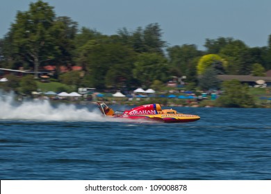 TRI-CITIES, WA - JULY 29: Jimmy Shane, Driving The U-5 Graham Trucking, Wins The Lamb Weston Columbia Cup Hydroplane Final On July 29, 2012 On The Columbia River In Tri-Cities, WA.