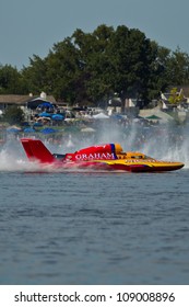 TRI-CITIES, WA - JULY 29: Jimmy Shane, Driving The U-5 Graham Trucking, Wins The Lamb Weston Columbia Cup Hydroplane Final On July 29, 2012 On The Columbia River In Tri-Cities, WA.