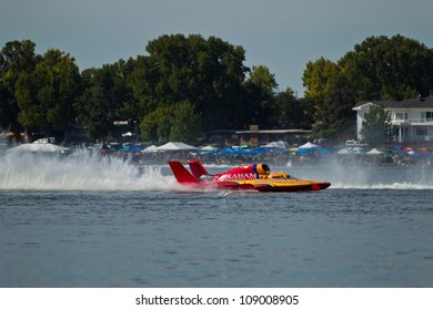 TRI-CITIES, WA - JULY 29: Jimmy Shane, Driving The U-5 Graham Trucking, Wins The Lamb Weston Columbia Cup Hydroplane Final On July 29, 2012 On The Columbia River In Tri-Cities, WA.