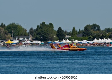 TRI-CITIES, WA - JULY 29: Jimmy Shane, Driving The U-5 Graham Trucking, Wins The Lamb Weston Columbia Cup Hydroplane Final On July 29, 2012 On The Columbia River In Tri-Cities, WA.