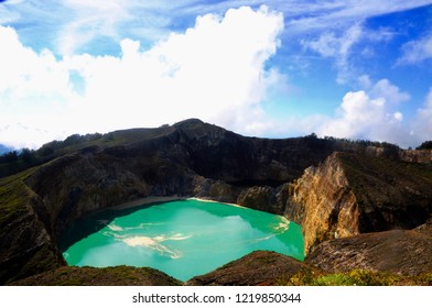 Tri-colored Lakes At Mount Kelimutu, Flores