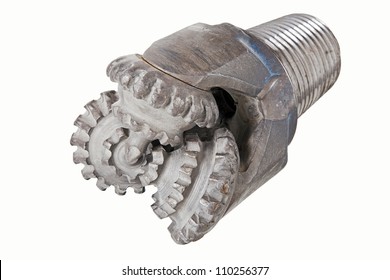 Tricone Oil Drill Bits Isolated On A White Background.