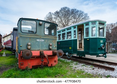 Trieste (Friuli Venezia Giulia region)  - March 2016, Italy: Old  locomotive and tram in Railroad Museum (Museo Ferroviario di Trieste) - Shutterstock ID 477938470
