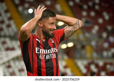 Trieste, Italy, August 14, 2021, Disappointment Of Olivier Giroud (Milan) During Friendly Football Match AC Milan Vs Panathinaikos FC