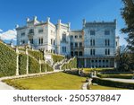 Trieste, Italy, June 28 2023: the Miramare Castle with its park and gardens