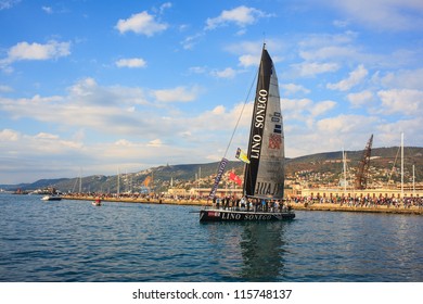 TRIESTE, ITALY - OCTOBER 14: Aniene 1A Classe Lino Sonego Tutti x AIS, fourth place of the  Barcolana regatta in Trieste sea. About 2000 boats from all over the world took part in the race on October 14, 2012 in Trieste, Italy. - Shutterstock ID 115748137