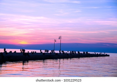 Trieste pier at sunset