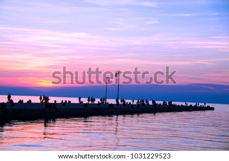 Trieste pier at sunset