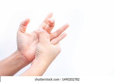 Trigger Finger Caused by People working on computer screens have been using smartphones for a long time. locking finger ( stenosing tenosynovitis disorder ) patient and catching of finger problem.