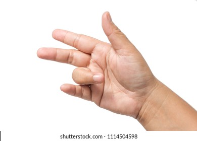 Trigger Finger on a ring finger of woman's right hand with clipping path