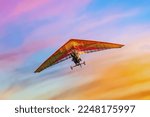 trike in flight on the background of colorful sunset sky