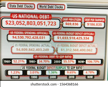 Trillion Dollar Public Debt Of The United States Of America Filmed In St Petersburg, Russia November 19, 2019, Editorial