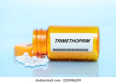 Trimethoprim Drug In Prescription Medication  Pills Bottle