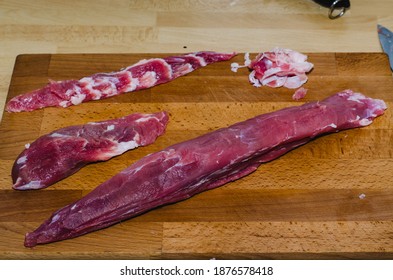 Trimming Of Raw Pork Tenderloin