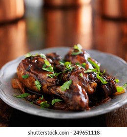 Trinidad Chicken With Cilantro As Garnish