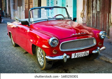 Trinidad, Cuba - 01/06/2017: Vintage Rare Czech Skoda Car On The Streets Of Trinidad