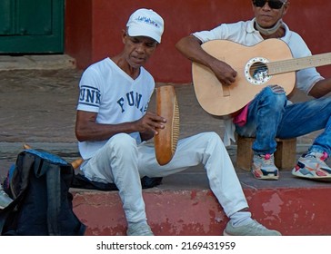 Trinidad, Cuba, Circa May 2022: Local Band Playing Salsa And Merengue Music In The Streets