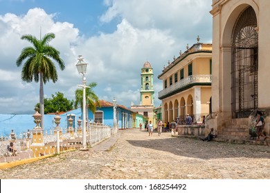 TRINIDAD, CUBA - MAY 4: Church and Monastery of Saint Francis (Iglesia y Convento de San Francisco) viewed from Plaza Mayor shown on 4 May 2008 in Trinidad, Cuba. Plaza Mayor is the historic centre.
