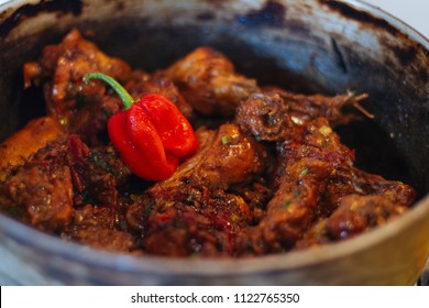 Trinidad Stewed Chicken In Pot