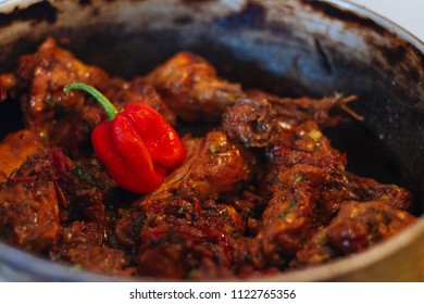 Trinidad Stewed Chicken In Pot