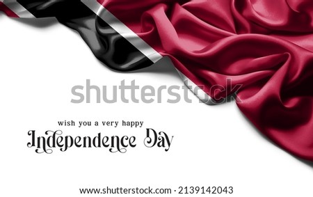 trinidad and tobago flag Celebrating Independence Day. Abstract waving flag on gray background