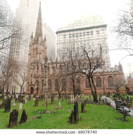 Trinity Church and cemetery in downtown Manhattan