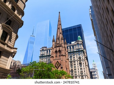 Trinity Church And Freedom Tower Manhattan NYC New York USA