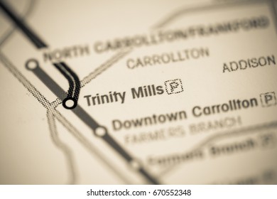 Trinity Mills Station. Dallas Metro Map.