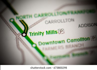 Trinity Mills Station. Dallas Metro Map.