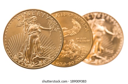 Trio Of Gold Eagle One Troy Ounce Golden Coins From US Treasury Mint