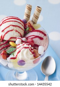 Trio Of Ice Cream And Sweet Sundae