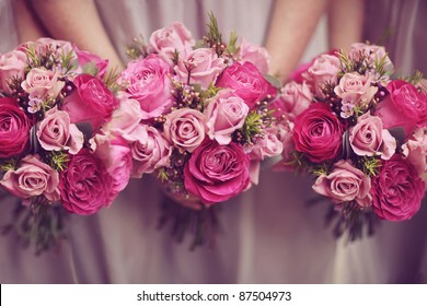 Trio of Pink Bridesmaid Posies - Powered by Shutterstock