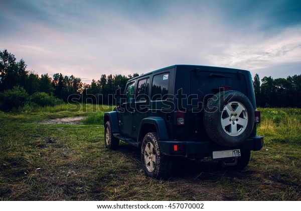 trip Jeep Wrangler in Russia, Jeep Wrangler is a\
compact four-wheel drive off-road and SUV. Russia. St. Petersburg\
July 2016