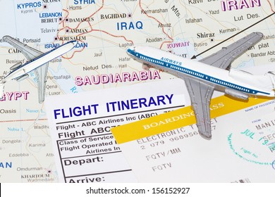 Trip To Middle East With Plane And Flight Itinerary