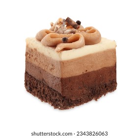 Triple chocolate mousse cake isolated on white - Powered by Shutterstock