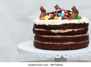 Triple Chocolate Nutella Easter Layer Cake, Easter Decoration