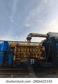 Triplex mud pump powered by a 16-cylinder engine, delivering reliable high-pressure fluid circulation for demanding oil and gas drilling operations with strength, efficiency, and consistent performance.