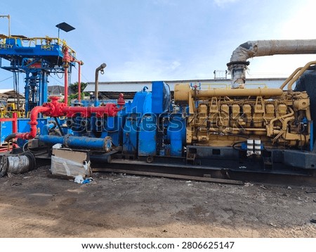 Triplex mud pump powered by a 16-cylinder engine, delivering reliable high-pressure fluid circulation for demanding oil and gas drilling operations with strength, efficiency, and consistent performance.