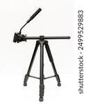 Tripod Stand With 360 Adjustable Fluid Head Multifunctional Tripod Isolated on White Background