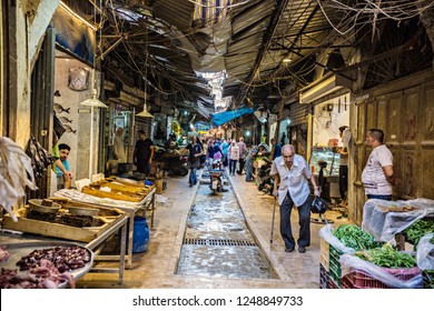 TRIPOLI, LEBANON - September 2018: Old Souk In Tripoli, Lebanon. People On The Market In Tripoli, Lebanon