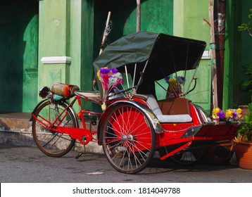 Trishaw Rickshaw In Penang, Malaysia