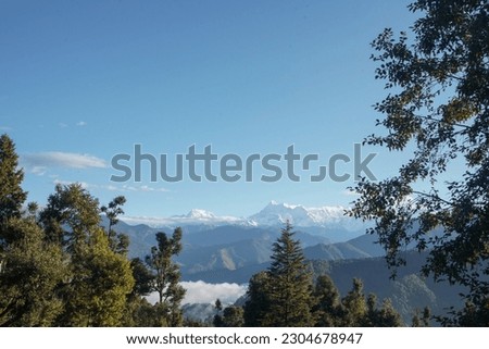           TrisulI, Nanda Devi and Himalayan range from Kausani, Uttarakhand                     
