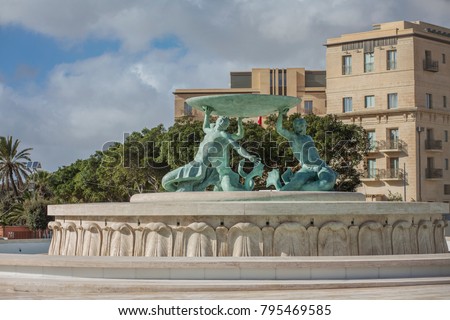 Triton Fountain outside the City Gate in Floriana, Malta